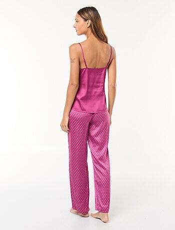 Ensemble pyjama débardeur + pantalon satiné - 2 pièces