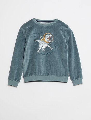 Ensemble pyjama en velours imprimé sweat + pantalon - 2 pièces