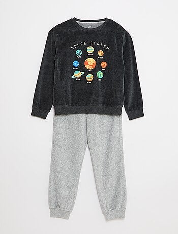 Ensemble pyjama en velours imprimé sweat + pantalon - 2 pièces