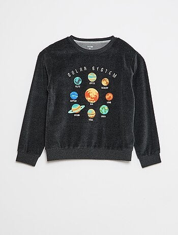 Ensemble pyjama en velours imprimé sweat + pantalon - 2 pièces