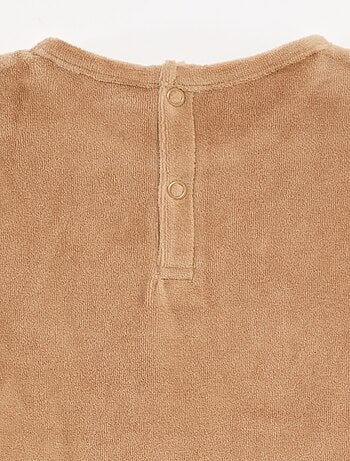 Ensemble pyjama en velours t-shirt + pantalon - 2 poches