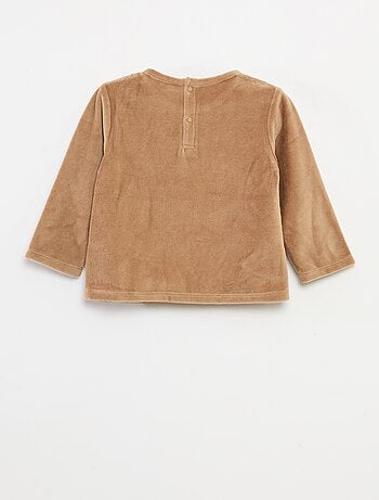 Ensemble pyjama en velours t-shirt + pantalon - 2 poches