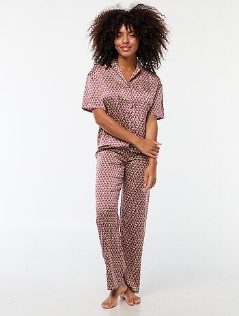 Ensemble Pyjama long 2 pièces chemise + pantalon à motif - 2 pièces
