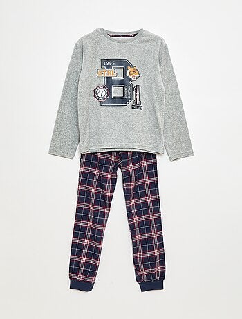 Ensemble pyjama long bimatière t-shirt + pantalon - 2 pièces
