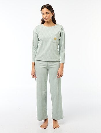 Ensemble pyjama long en maille - 2 pièces