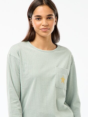 Ensemble pyjama long en maille - 2 pièces