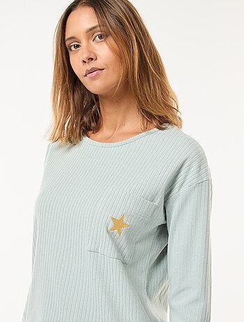 Ensemble pyjama long en maille - 2 pièces