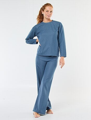 Ensemble pyjama long en maille gaufrée - 2 pièces