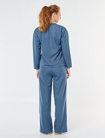 Ensemble pyjama long en maille gaufrée - 2 pièces