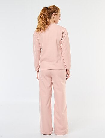 Ensemble pyjama long en maille gaufrée - 2 pièces