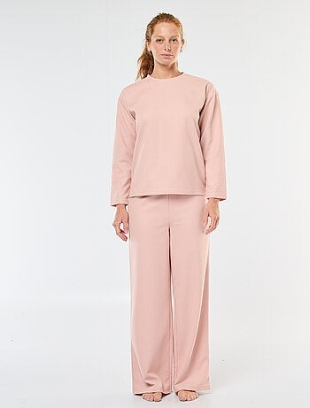 Ensemble pyjama long en maille gaufrée - 2 pièces