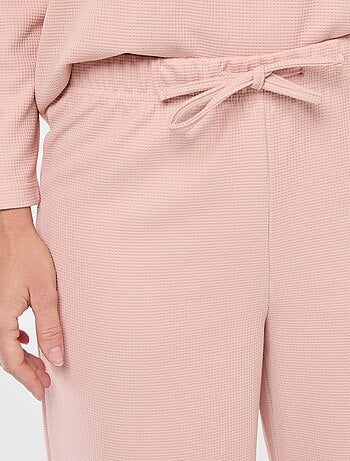 Ensemble pyjama long en maille gaufrée - 2 pièces