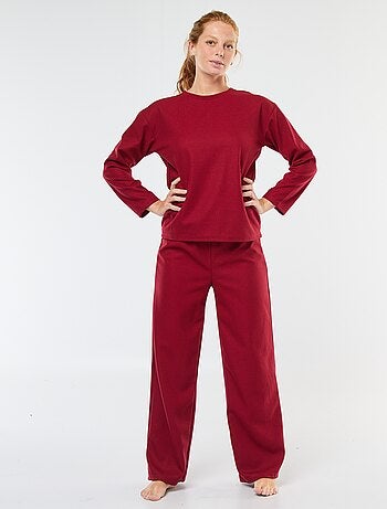 Ensemble pyjama long en maille gaufrée - 2 pièces
