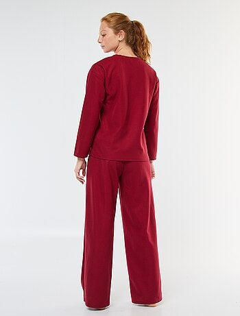Ensemble pyjama long en maille gaufrée - 2 pièces