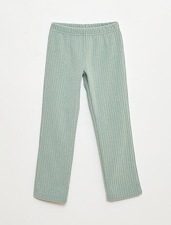 Ensemble pyjama long en matière douce et côtelée t-shirt + pantalon - 2 pièces