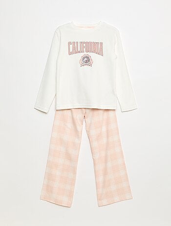 Ensemble pyjama long en polaire t-shirt + pantalon - 2 pièces