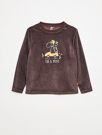 Ensemble pyjama long en velours - 2 pièces