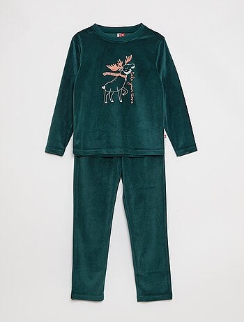 Ensemble pyjama long en velours - 2 pièces