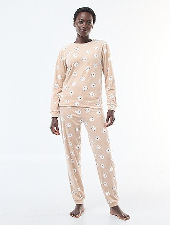 Ensemble pyjama long polaire t-shirt + pantalon - 2 pièces
