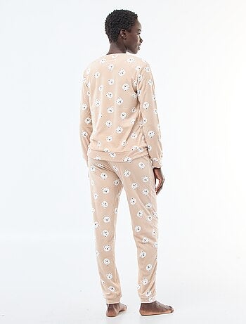 Ensemble pyjama long polaire t-shirt + pantalon - 2 pièces