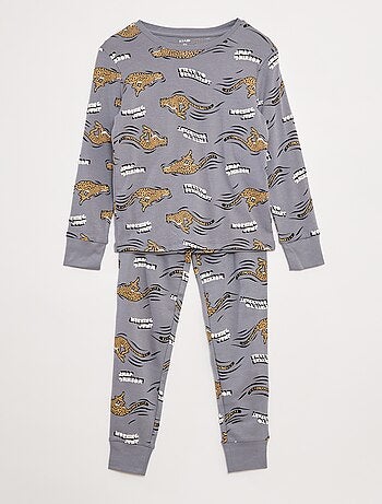 Ensemble pyjama long t-shirt + pantalon avec motif all over