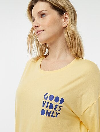 Ensemble pyjama tee-shirt à message + short imprimé