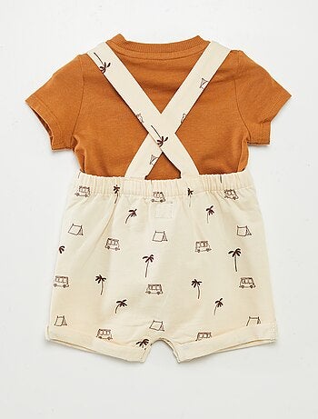 Ensemble salopette short + t-shirt - 2 pièces