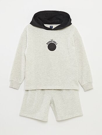 Ensemble sweat à capuche + short en molleton léger - 2 pièces