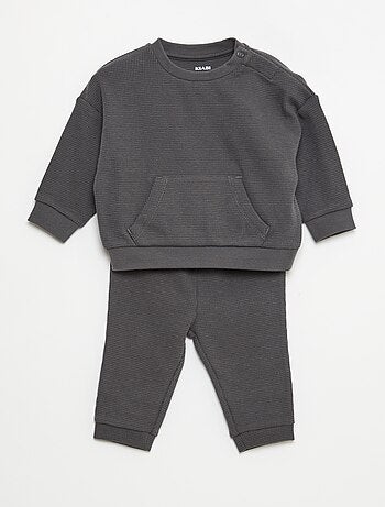 Ensemble sweat + pantalon en matière nid d'abeilles - 2 pièces