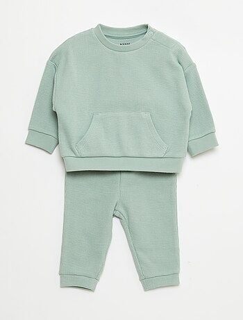 Ensemble sweat + pantalon en matière nid d'abeilles - 2 pièces
