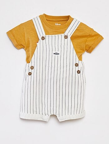 Ensemble t-shirt 'Disney' + salopette courte rayée - 2 pièces