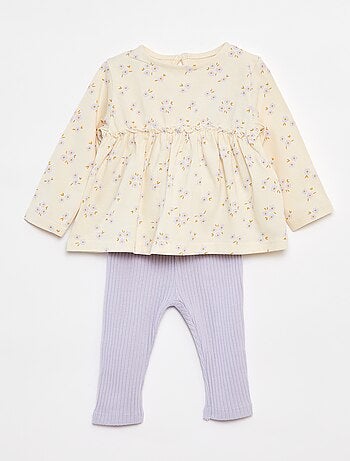Ensemble t-shirt + legging côtelé - 2 pièces