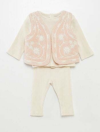 Ensemble t-shirt + legging + veste sans manches - 3 pièces