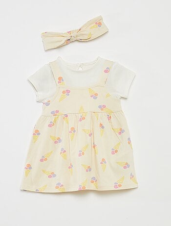 Ensemble t-shirt + robe + bandeau - 3 pièces