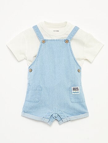 Ensemble t-shirt + salopette en denim - 2 pièces