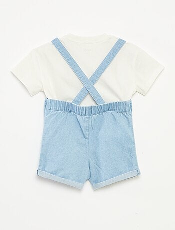 Ensemble t-shirt + salopette en denim - 2 pièces