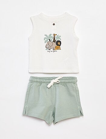 Ensemble t-shirt sans manches + short - 2 pièces