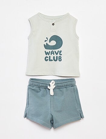 Ensemble t-shirt sans manches + short - 2 pièces