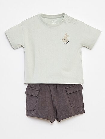 Ensemble t-shirt + short avec poches - 2 pièces