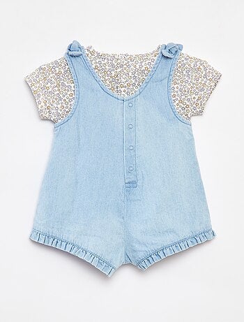 Ensemble tee-shirt + salopette en denim 'Stitch'