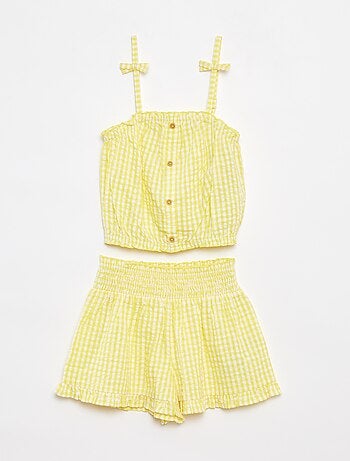 Ensemble top + jupe rayée en matière crêpée - 2 pièces