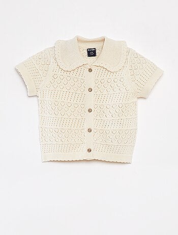 Gilet à manches courtes en maille ajourée