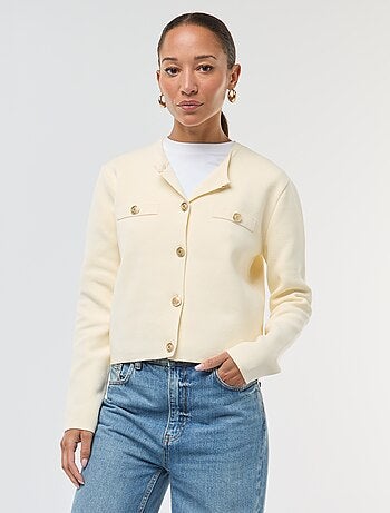 Gilet boutons dorés maille texturée