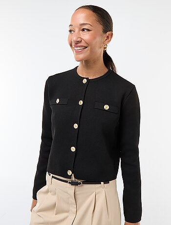 Gilet boutons dorés maille texturée