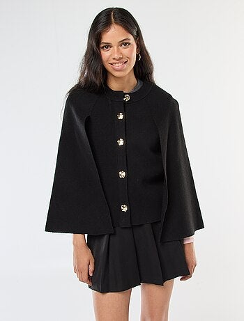 Gilet cape avec boutons dorés