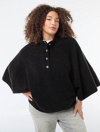 Gilet cape en maille grosse jauge