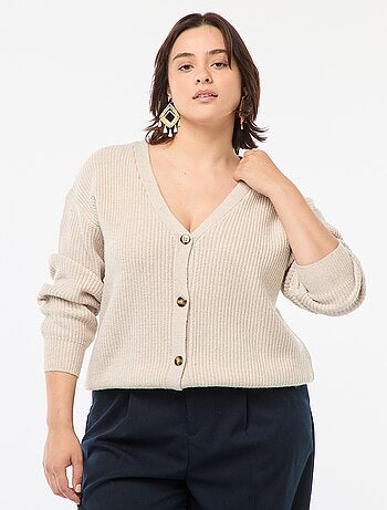 Gilet cardigan en maille côtelée