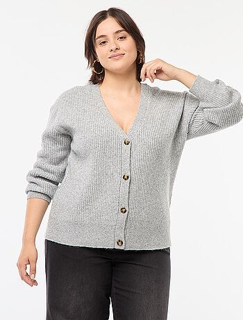 Gilet cardigan en maille côtelée
