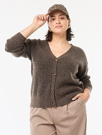 Gilet cardigan en maille côtelée
