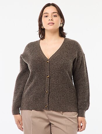 Gilet cardigan en maille côtelée